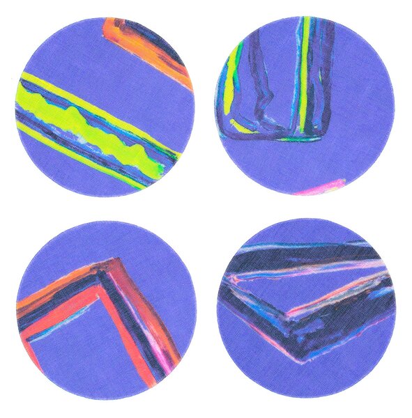 SET OF 8 SPACE SHAPES COATED COASTERS IN PURPLE