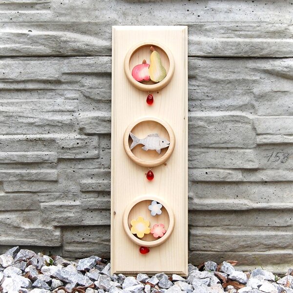 Wooden Trilogy Picture - fruit, fish, flowers