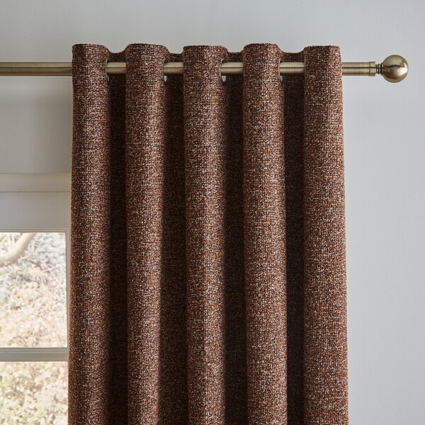 Lorna Boucle Thermal Eyelet Curtains Rust