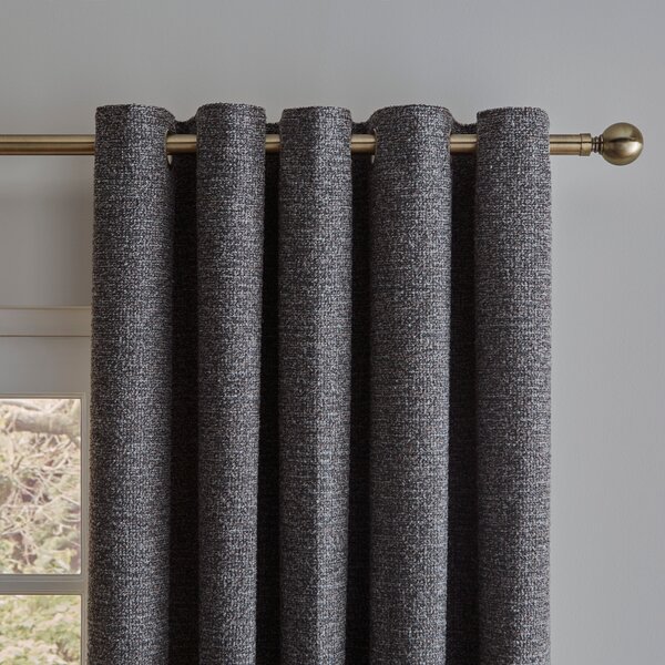 Lorna Boucle Thermal Eyelet Curtains Grey