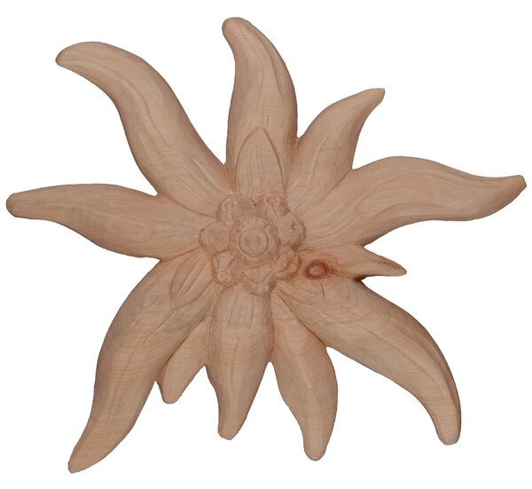 Wooden Edelweiss decoration - pine wood