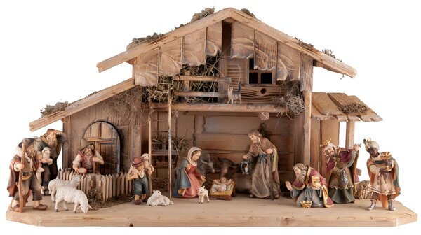 Nativity set Toblach with stable and 17 figurines