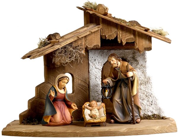 Stable with Holy Family Nativity Scene