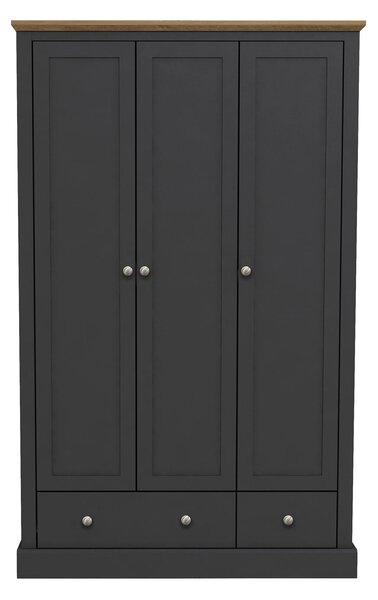 Devon Charcoal Grey 3 Doors 2 Drawer Wardrobe
