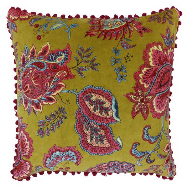 Paoletti Malisa Paisley Filled Cushion 50cm x 50cm Lemon Curry