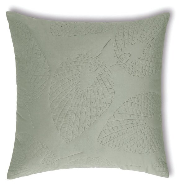 Catherine Lansfield Velvet Pinsonic Leaf Cushion Cover 55cm x 55cm Green