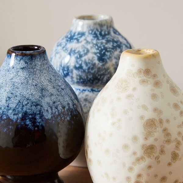 Set of 3 Reactive Glaze Bud Vases