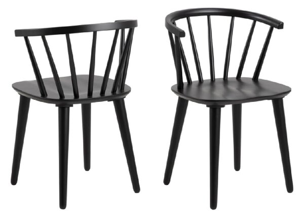 Ithaca Black Wooden Dining Chairs In Pair