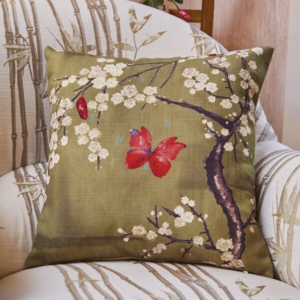 The Chateau by Angel Strawbridge Blossom and Butterfly Filled Cushion Basil