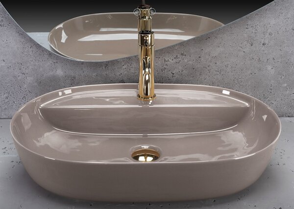 Countertop Basin REA Aura 61 Beige Shiny