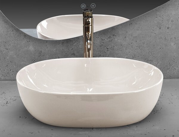 Countertop washbasin Rea LISA ECRU SHINY