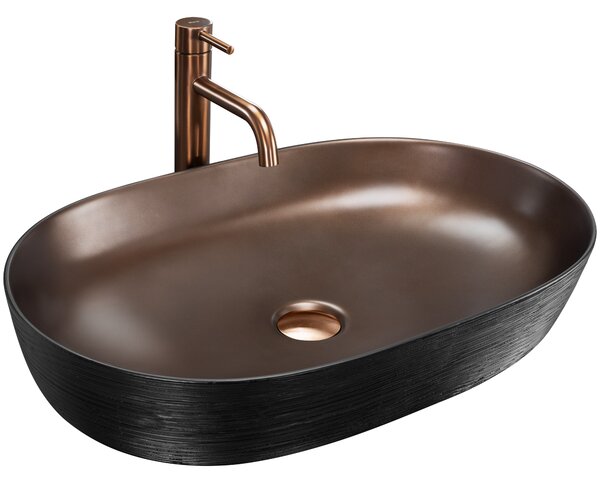 Ceramic Countertop Basin CLEO 61 Copper Bush / Black - REA