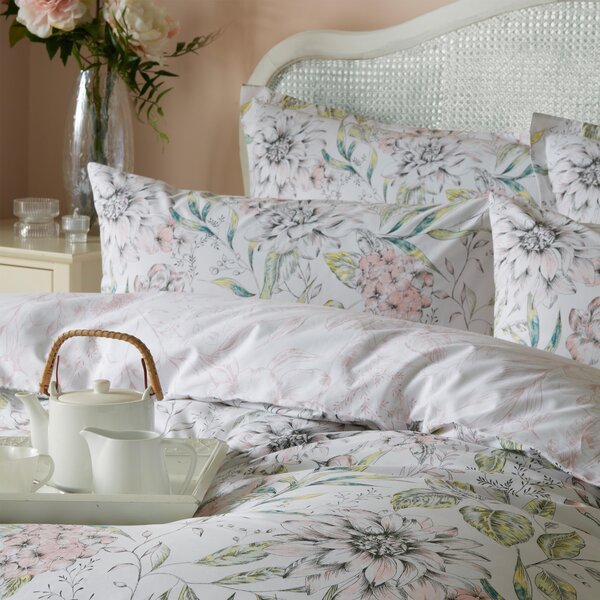 Holly Willoughby Floral Sketch 100% Cotton Duvet Cover and Pillowcase Set