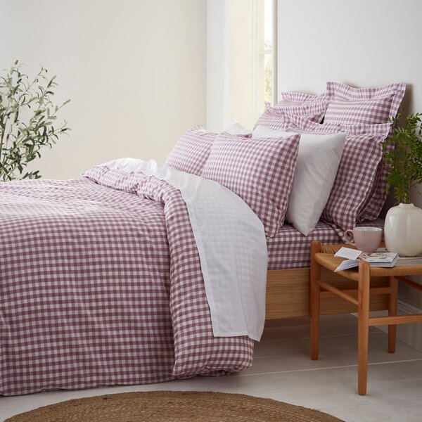 Portloe Gingham Woven Cotton Fitted Sheet