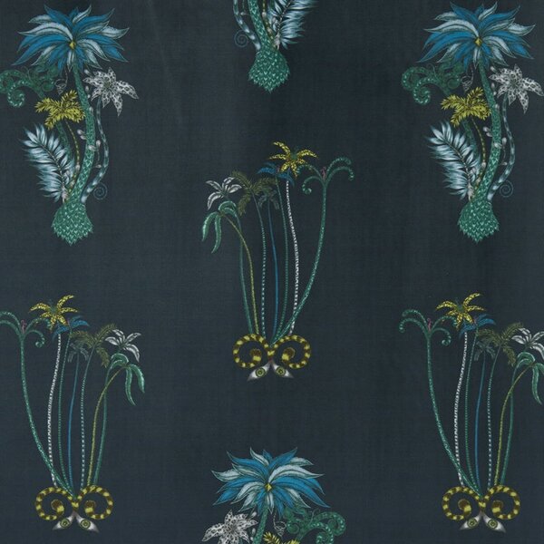 Emma Shipley Jungle Palms Velvet Fabric Navy