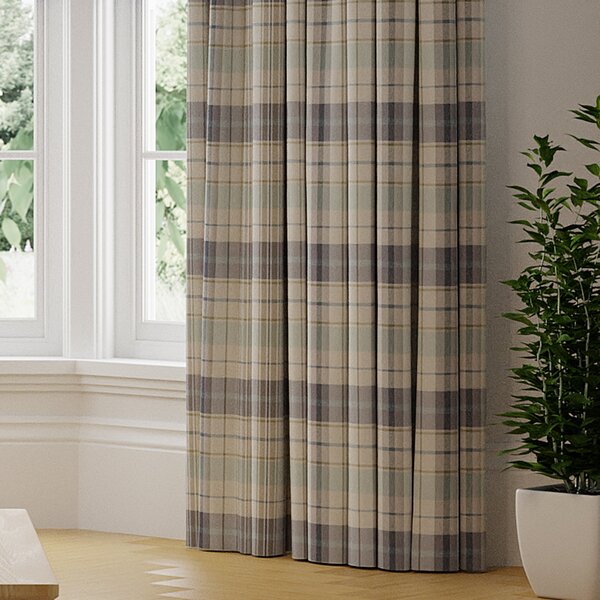 Nevis Check Made to Measure Curtains blue