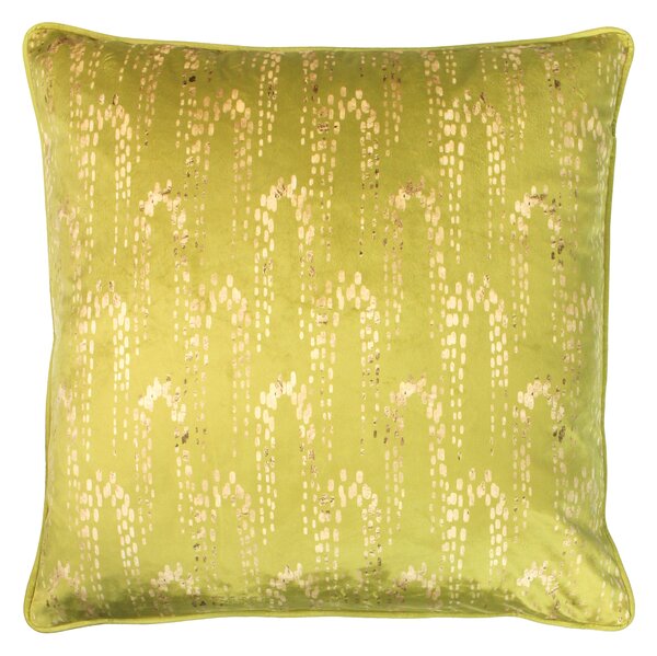 Wisteria Printed Velvet Cushion Chartreuse
