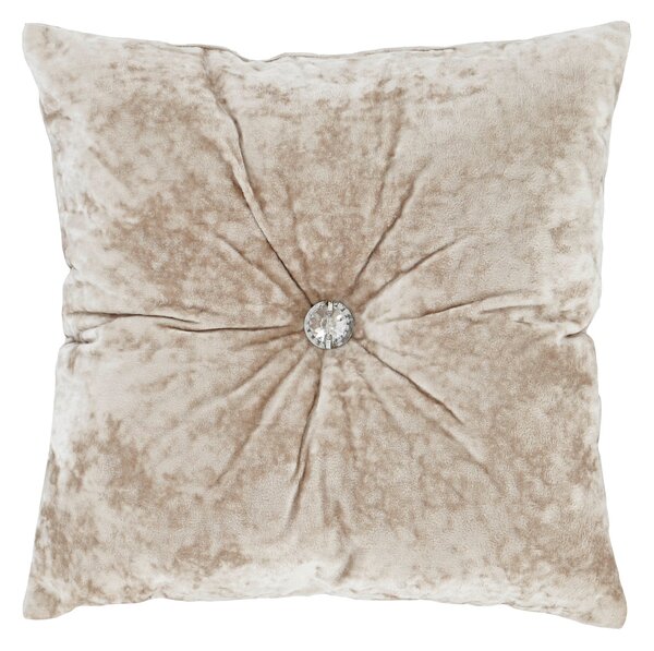 Natural Crushed Velvet Cushion Beige