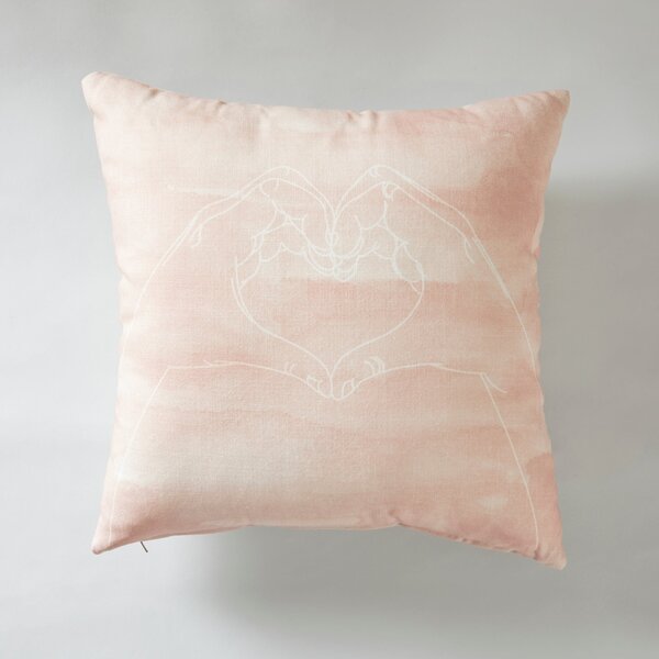 Love Heart Hands Cushion Pink