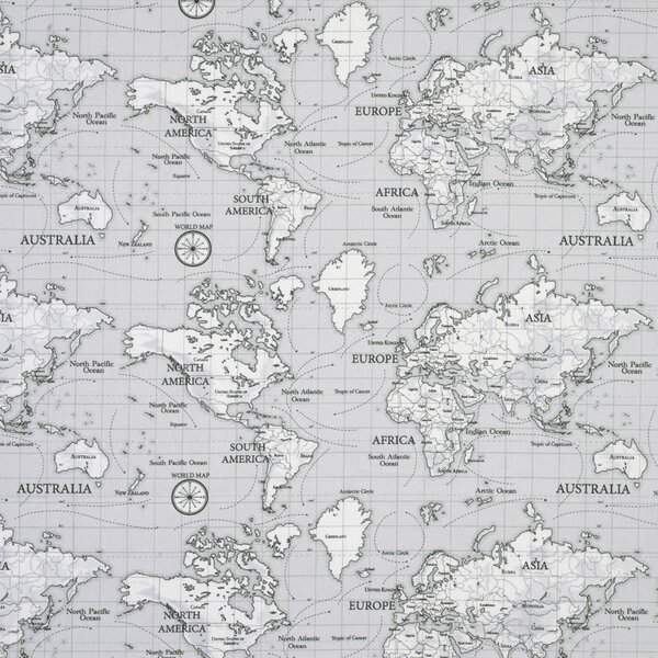 Maps Fabric Grey