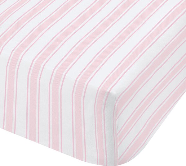 Bianca Check And Stripe Bed Linen Fitted Sheet Pink