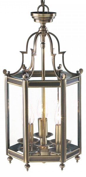Dar lighting Moo0375 Moorgate Hexagonal Hall Lantern Dual Mount Antique Brass