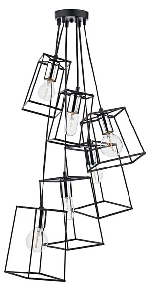 Dar lighting Tow0650 Tower 6 Light Cluster Pendant Black and Polished Chrome