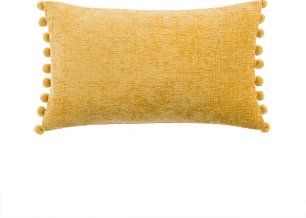 Chenille PomPom Boudoir Cushion Yellow