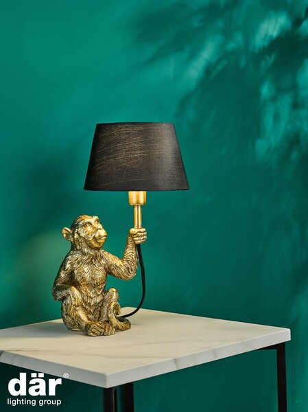 Dar lighting ZIR4235 Zira Monkey Table Lamp Gold with Shade