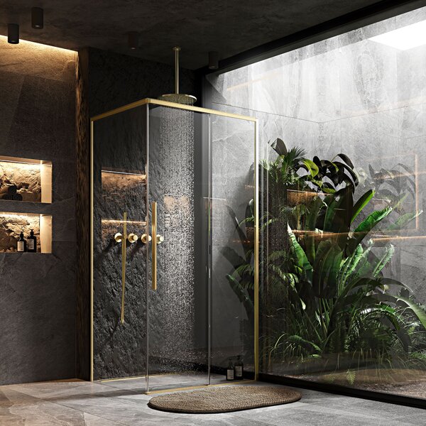 Shower enclosure SOLAR GOLD Brush 90x90