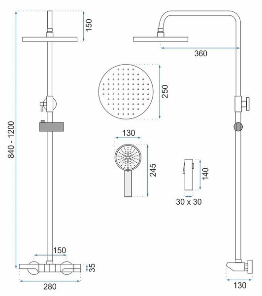 Shower set REA Savio Led Black