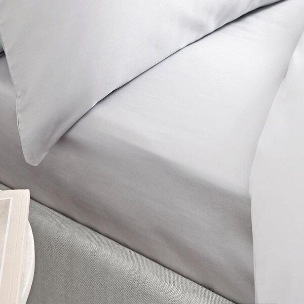 Bianca Cotton 400 Thread Count Bed Linen Fitted Sheet Dove Grey