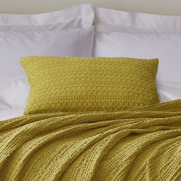 Cotton Waffle Cushion Yellow