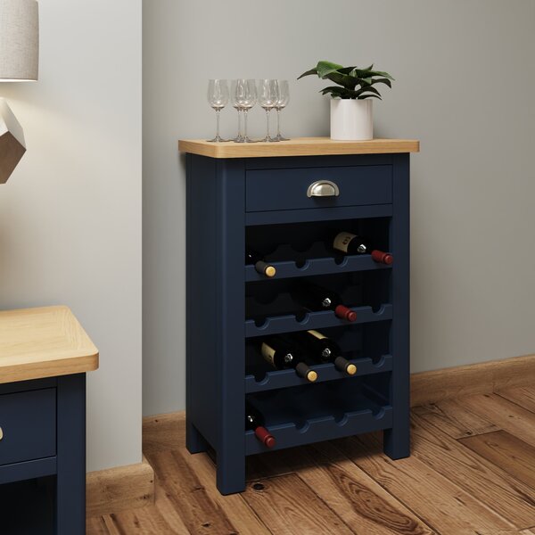 Rutland Oak Top Blue Painted Wine Cabinet