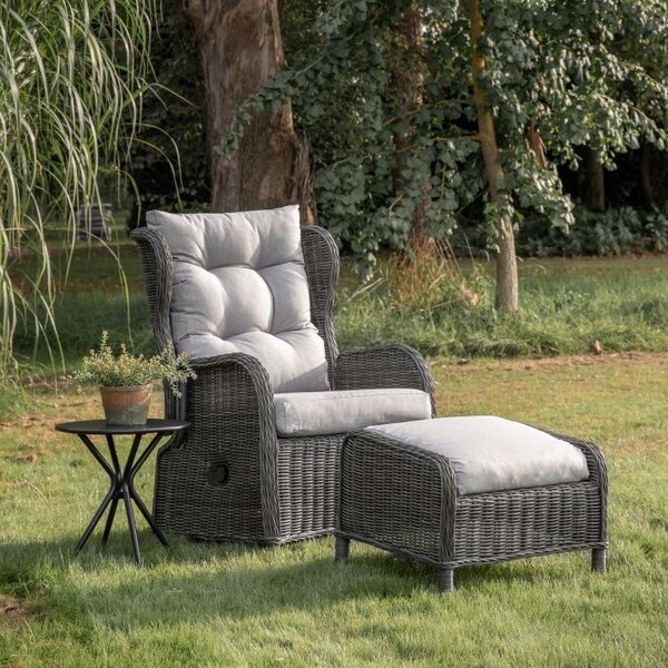 Stapleton Reclining Chair and Footstool Set - Grey