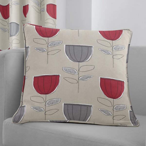 Tulip Red Cushion Red, Grey and White