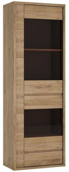 Shetland Oak Glazed Narrow Display Cabinet