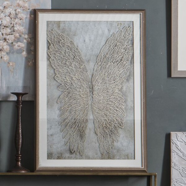 Golden 65cm x 94.5cm Wings Framed Art