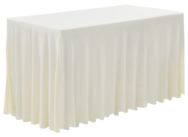 2 pcs Table Covers with Skirt Stretch 120x60.5x74 cm Cream