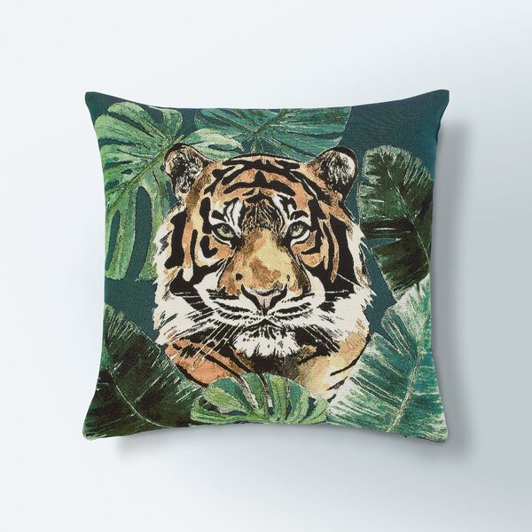 Equatorial Tiger Tapestry Cushion MultiColoured