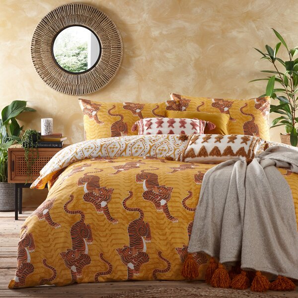 Furn Tibetan Tiger Tribal Duvet Cover Bedding Set Ochre