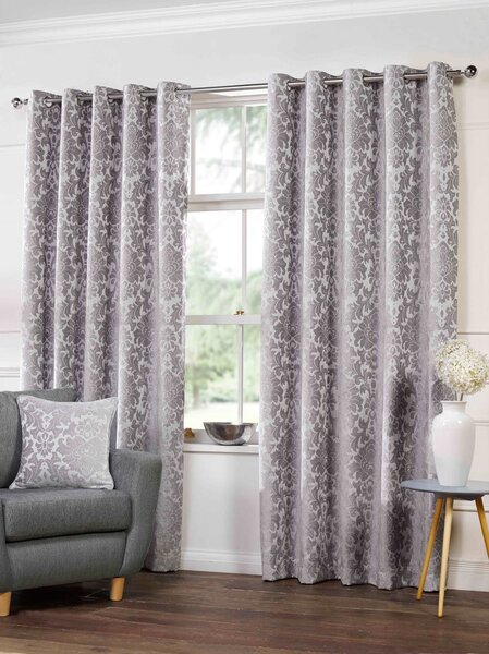Camden Ready Made Lined Eyelet Curtains Silver