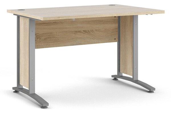 Prima Oak Desk With Silver & Grey Steel Legs