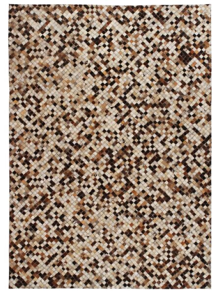 Rug Genuine Leather Patchwork 80x150 cm Square Brown/White