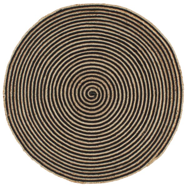 Handmade Rug Jute with Spiral Design Black 90 cm
