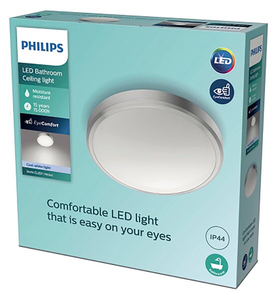 Philips Doris Integrated LED Ceiling Light, Cool White Nickel