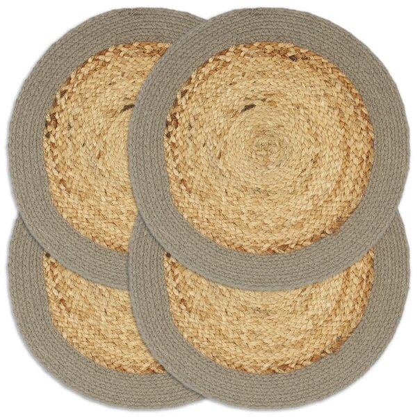 Placemats 4 pcs Natural and Grey 38 cm Jute and Cotton