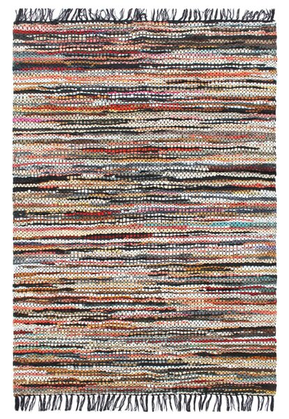 Hand-woven Chindi Rug Leather 120x170 cm Multicolour