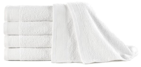 Hand Towels 5 pcs Cotton 450 gsm 50x100 cm White