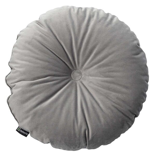 Round velvet cushion with button